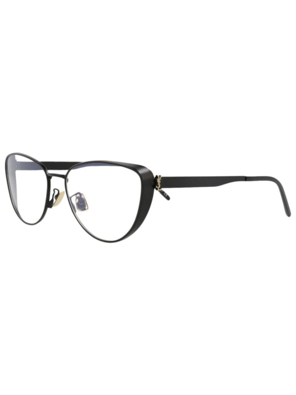 New Saint Laurent Women's Eyeglasses Cat Eye Metal Frame Black Black Transparent